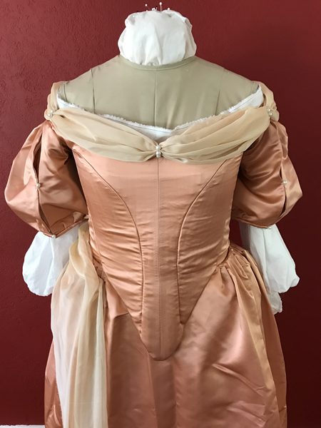 Reproduction 1660s Peach Bodice Front. 