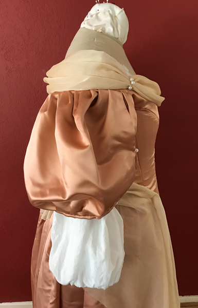 Reproduction 1660s Peach Bodice Right. 