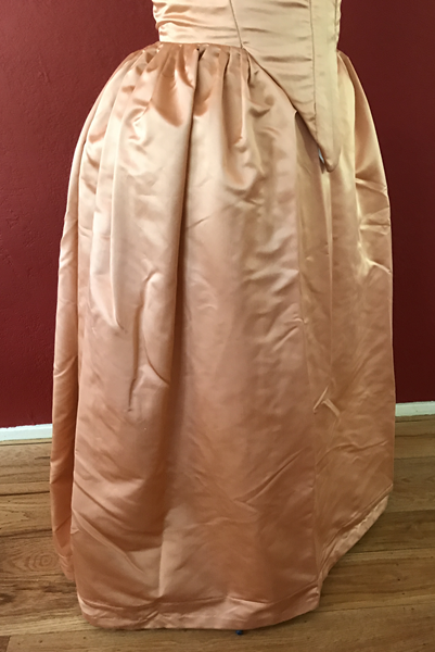 Reproduction 1660s Peach Skirt Right Quarter View. 