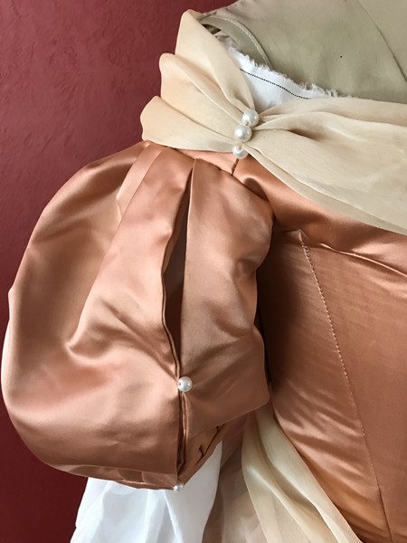 Reproduction 1660s Peach Bodice Sleeve. 