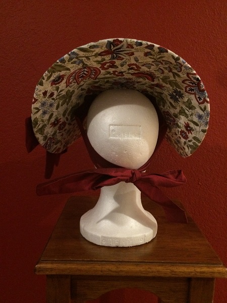 1770s Reproduction Bergere White Hat with Floral Bottom Back.
