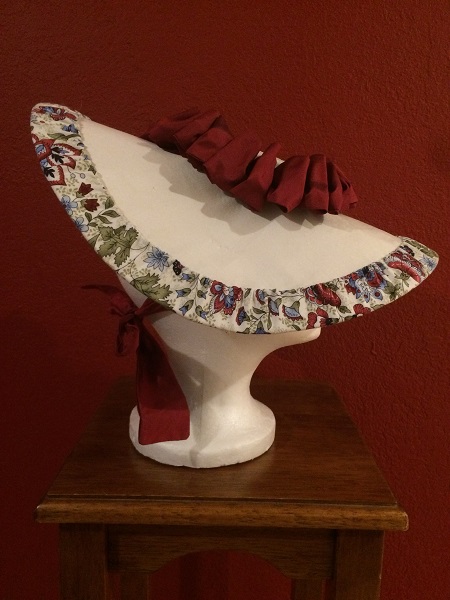 1770s Reproduction Bergere White Hat with Floral Bottom Right.