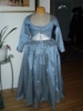 Reproduction 1792 blue silk zone front gown: front view