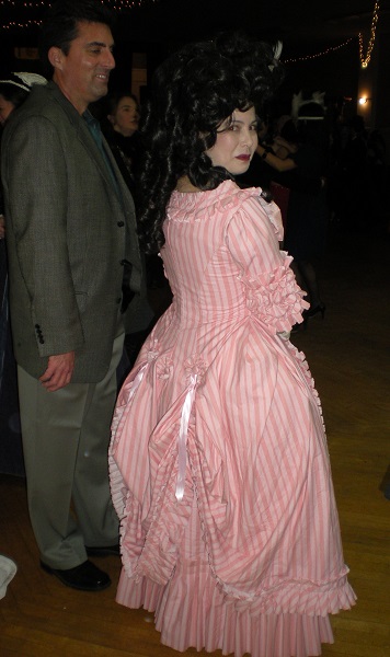 1700s Reproduction Pink Striped a la Polonaise. PEERS February 2010. Photo by Vivien Lee
