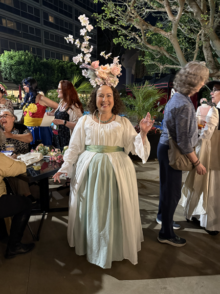 Reproduction 1780s Chemise Gown at Costume College 2025.