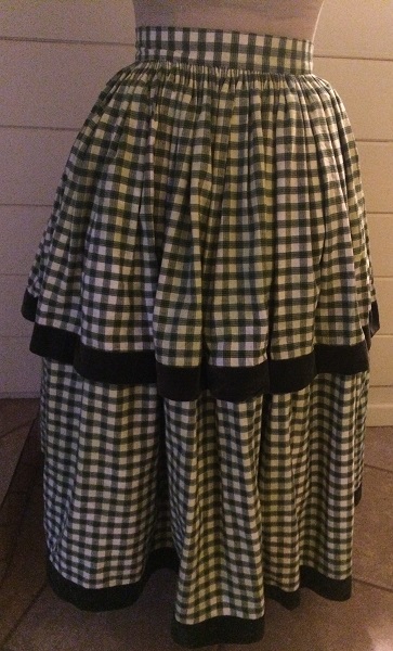 1840s Reproduction Green Plaid Skirt