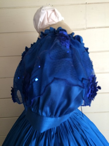1850s Reproduction Victorian Blue Ballgown Bodice Left