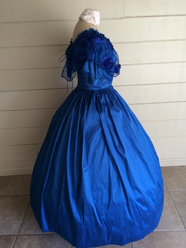 1850s Reproduction Victorian Blue Ballgown Right