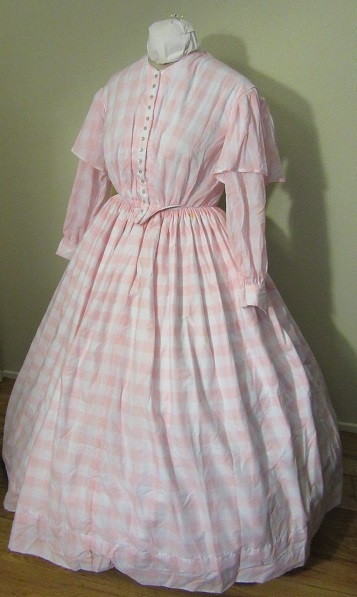 1850s Reproduction Pink Sheer Victorian Day Dress 