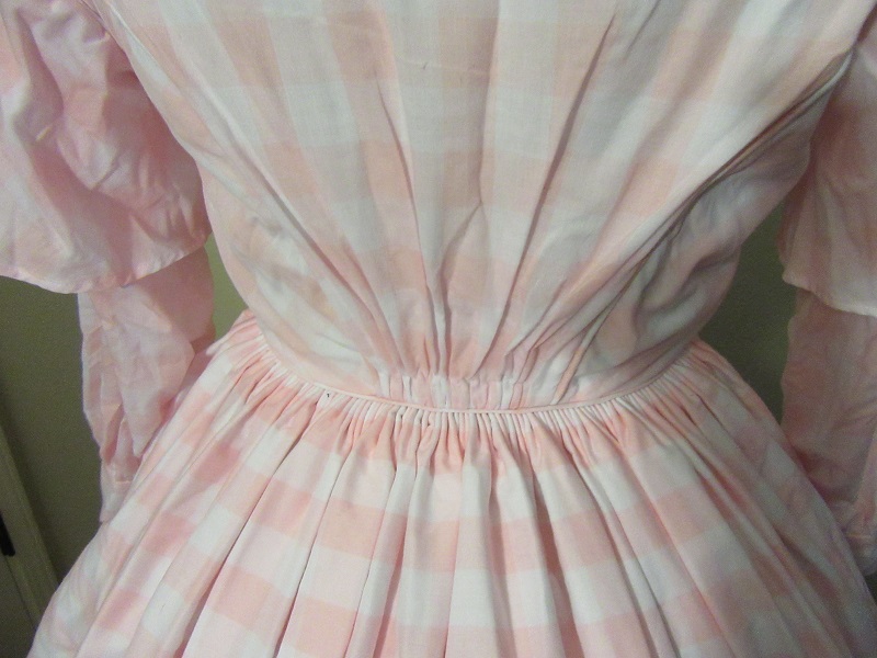 1850s Reproduction Sheer Pink Day Dress Back Detail