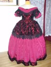 Burgandy/Red and Black Victorian Style Ballgown front view