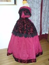 Burgandy/Red and Black Victorian Style Ballgown left view