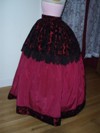 Victorian style burgandy ballgown (reproduction) skirt left view