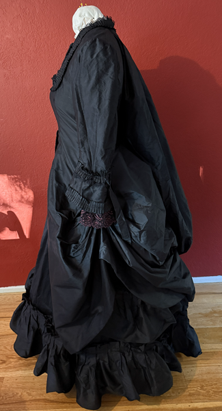 1870s Reproduction Black Watteau Silk Bodice Left. 