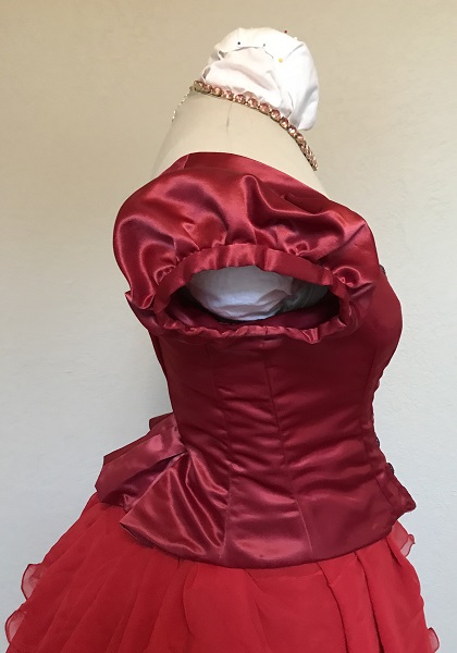 1870s Reproduction Red Polyester Bodice Right.