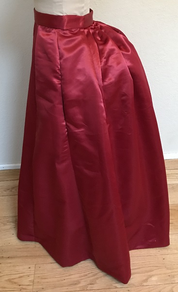 1870s Reproduction Red Polyester Underskirt Left. 