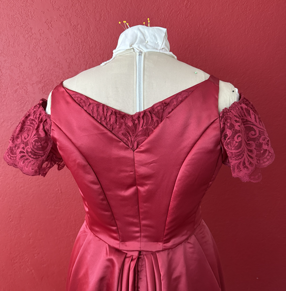 Reproduction 1890s Burgundy Ballgown Bodice Back. Truly Victorian TV490 