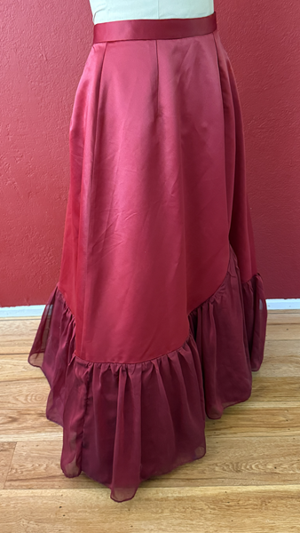 Reproduction 1890s Burgundy Ballgown Skirt Right Quarter View. McCall's M8231. 
