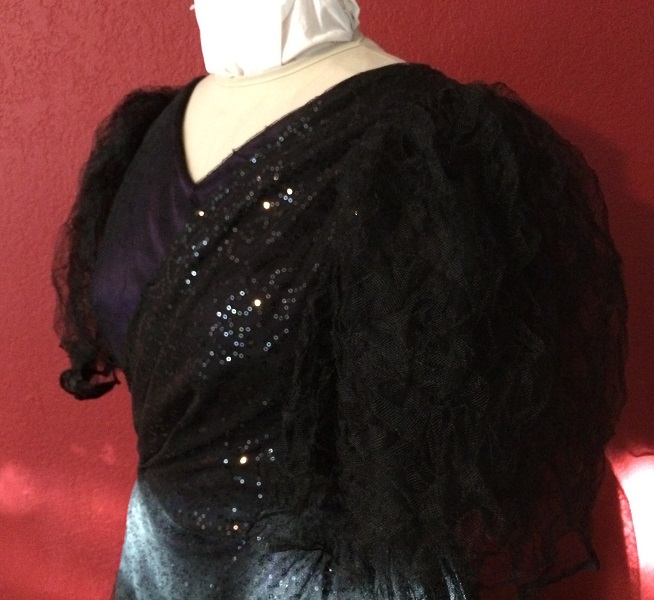1890s Reproduction Black Tulle Ball Gown Bodice Left Quarter. 