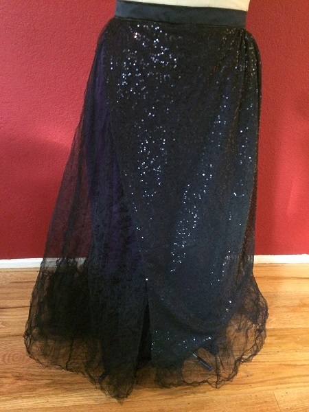 1890s Reproduction Black Tulle Ball Gown Skirt Front.