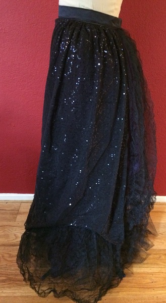 1890s Reproduction Black Tulle Ball Gown Skirt Left. 
