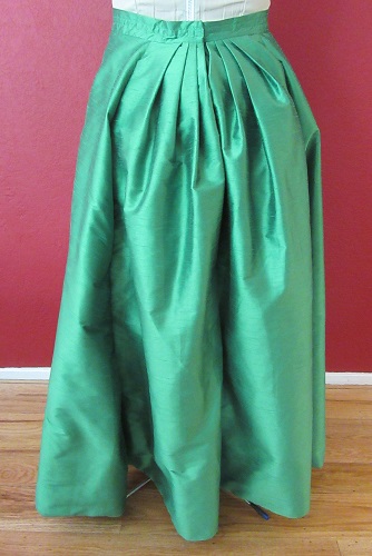 1890s Reproduction Green Ball Gown Skirt Back.