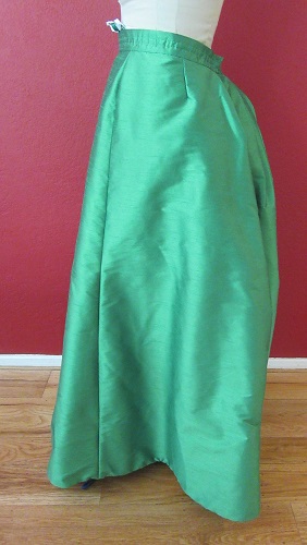 1890s Reproduction Green Ball Gown Skirt Left. 