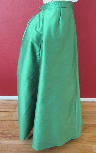 1890s Reproduction Green Ball Gown Skirt Right.