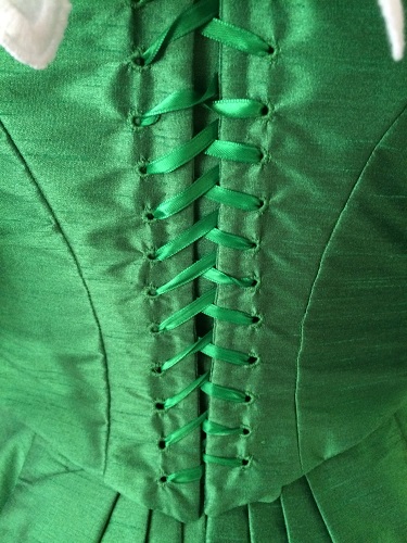 1890s Reproduction Green Ball Gown Bodice Back Lacing 