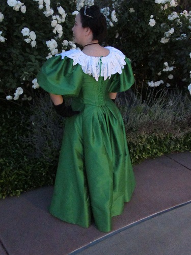 1890s Reproduction Green Ball Gown Dress back 