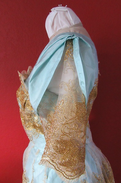 1890-1900s Reproduction Light Blue Ball Gown Bodice Left. 