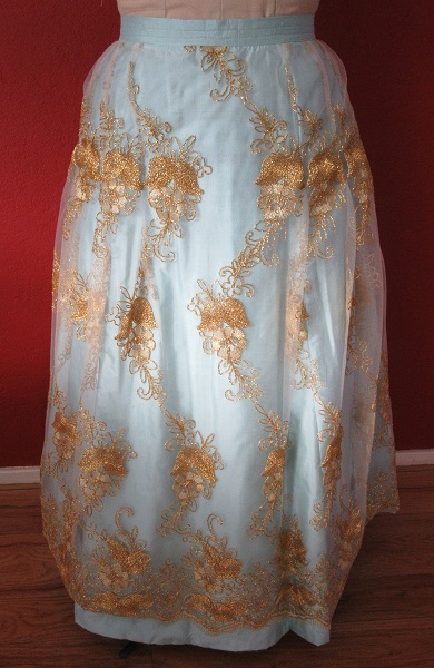1890-1900s Reproduction Light Blue Ball Gown Skirt Front.