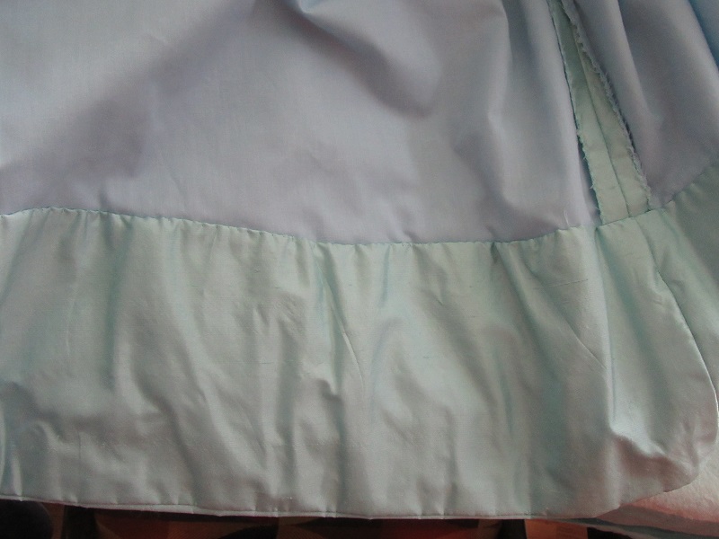 1890-1900s Reproduction Light Blue Ball Gown Skirt Inside Hem Detail 