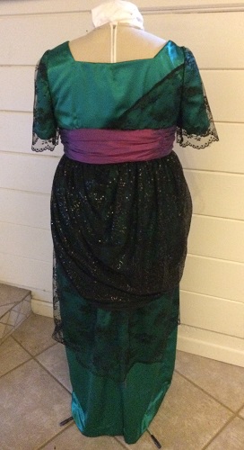 1910s Reproduction Green and Black Evening Dress Back