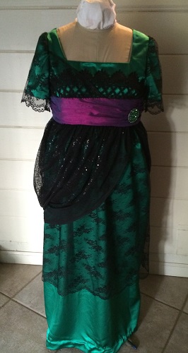 1910s Reproduction Green and Black Evening Dress Front