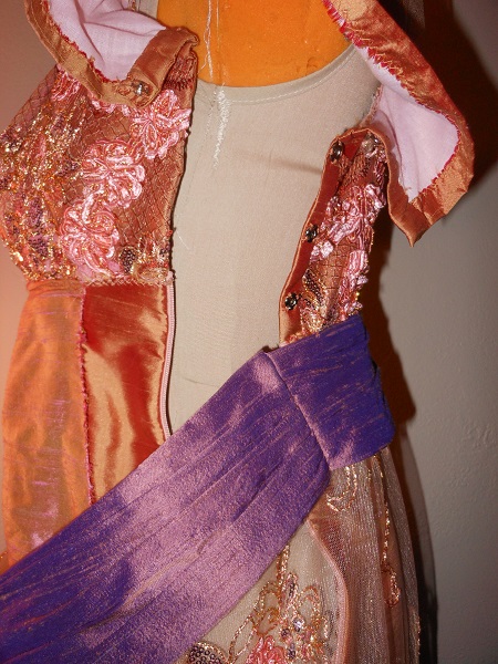 Reproduction 1910s Evening Dress Closures - Orange Silk. Laughing Moon #104