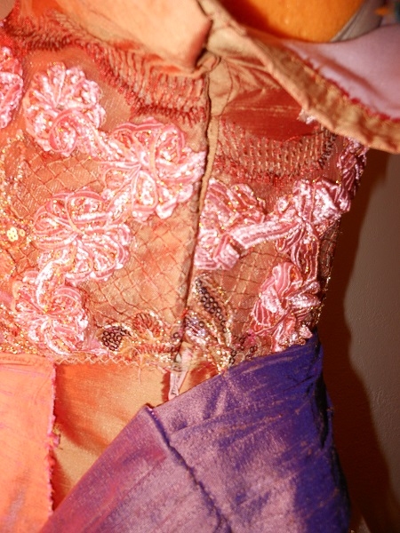 Reproduction 1910s Evening Dress Closures - Orange Silk. Laughing Moon #104