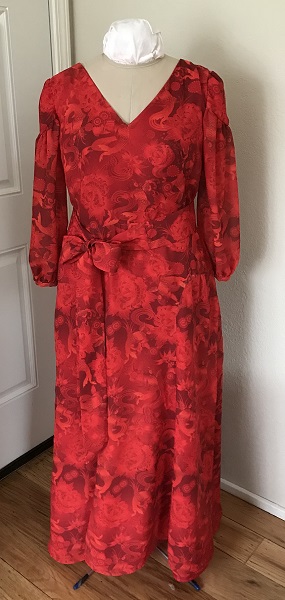 1927 Reproduction Red Koi Dress Front. 