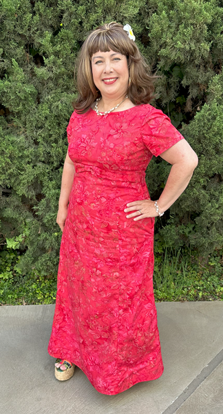 Reproduction 1963 Red Hibiscus Dress at Costume College July 2024. Vogue V1965. 