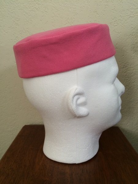 Reproduction Pink Wool Pillbox Hat Right.
