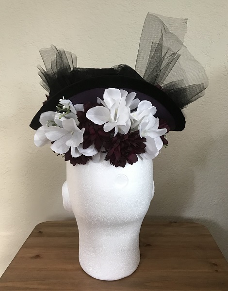 Reproduction Edwardian Black Velveteen Hat Butterick B6397 View D Back. 