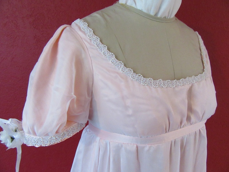 Regency Peach with White Sheer Ball Gown  Bodice Detail. 