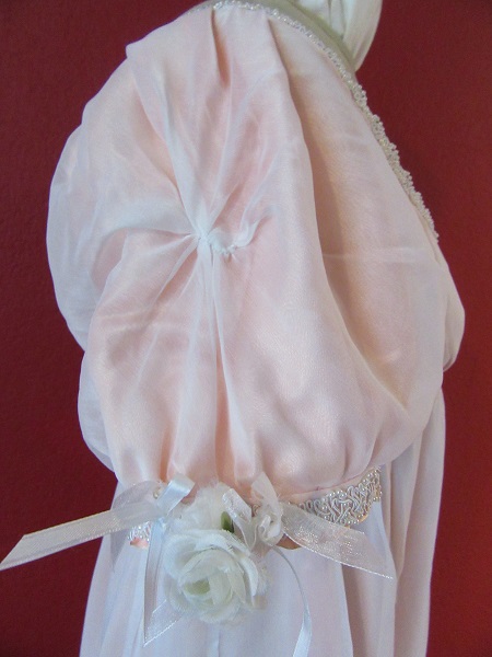 Regency Peach with White Sheer Ball Gown  Sleeve Detail.