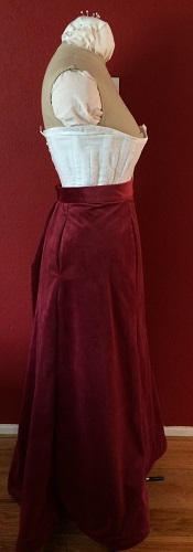1900s Reproduction Raspberry Velvet Ball Gown Skirt Right.
