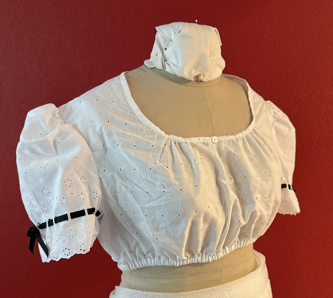 Dirndl Blouse Right Quarter View.  Burda 8448 