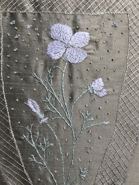 1740s Reproduction Embroidered Stomacher Detail. 