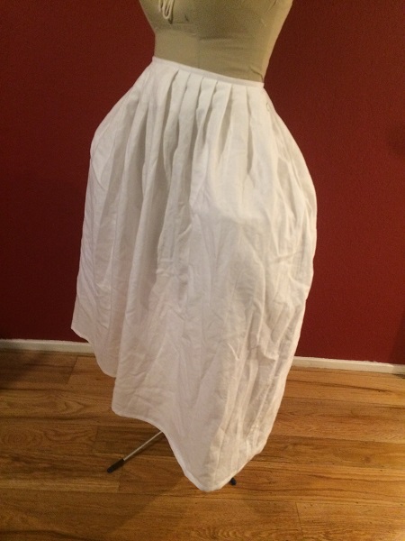 1770s Reproduction Linen Petticoat Cotton Left Quarter View.