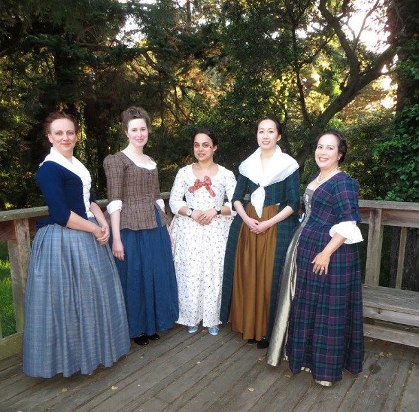 1740s Reproduction Outlander Plaid Dresses at the GBACG An Outlandish Affair May 2017. Photo by Christopher Erickson