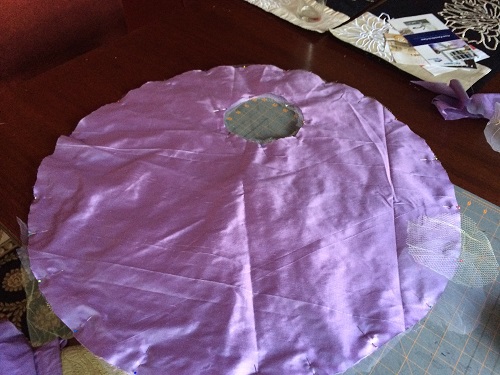 1830s reproduction lavender purple silk romantic era dress sleeve piece