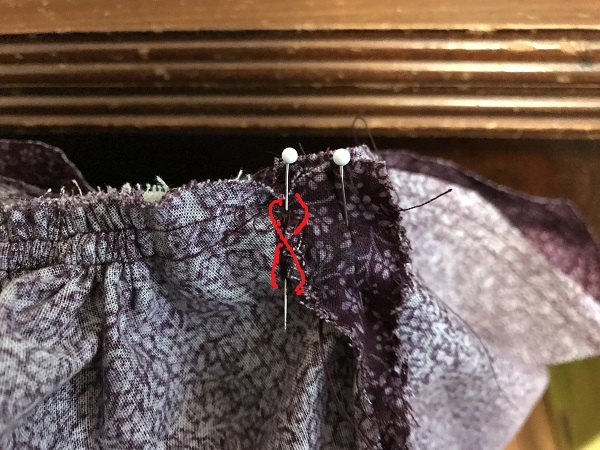 Wrap thread around pin near thread ends to lock threads